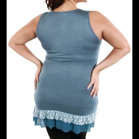 BLUE RUFFLE TUNIC - Picture 2 of 2